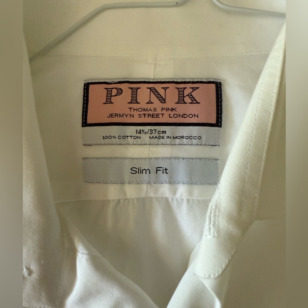 Thomas Pink White Dress Shirt 14 1/2 neck Slim Fit